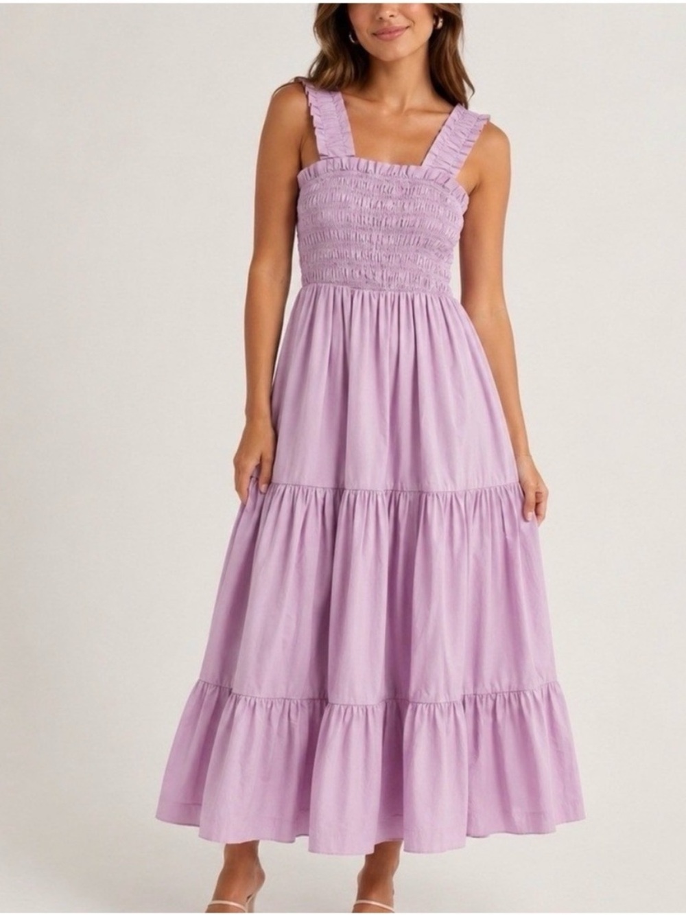 Abercrombie & Fitch Smocked Bodice Easy Maxi Dress in Lavender Size S
